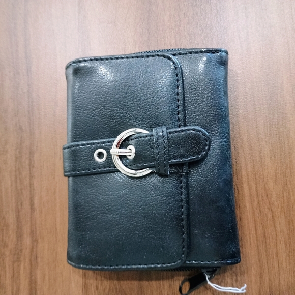 Black Soft Vegan Leather Shoulder Bag and Small Wallet - Picture 6 of 7